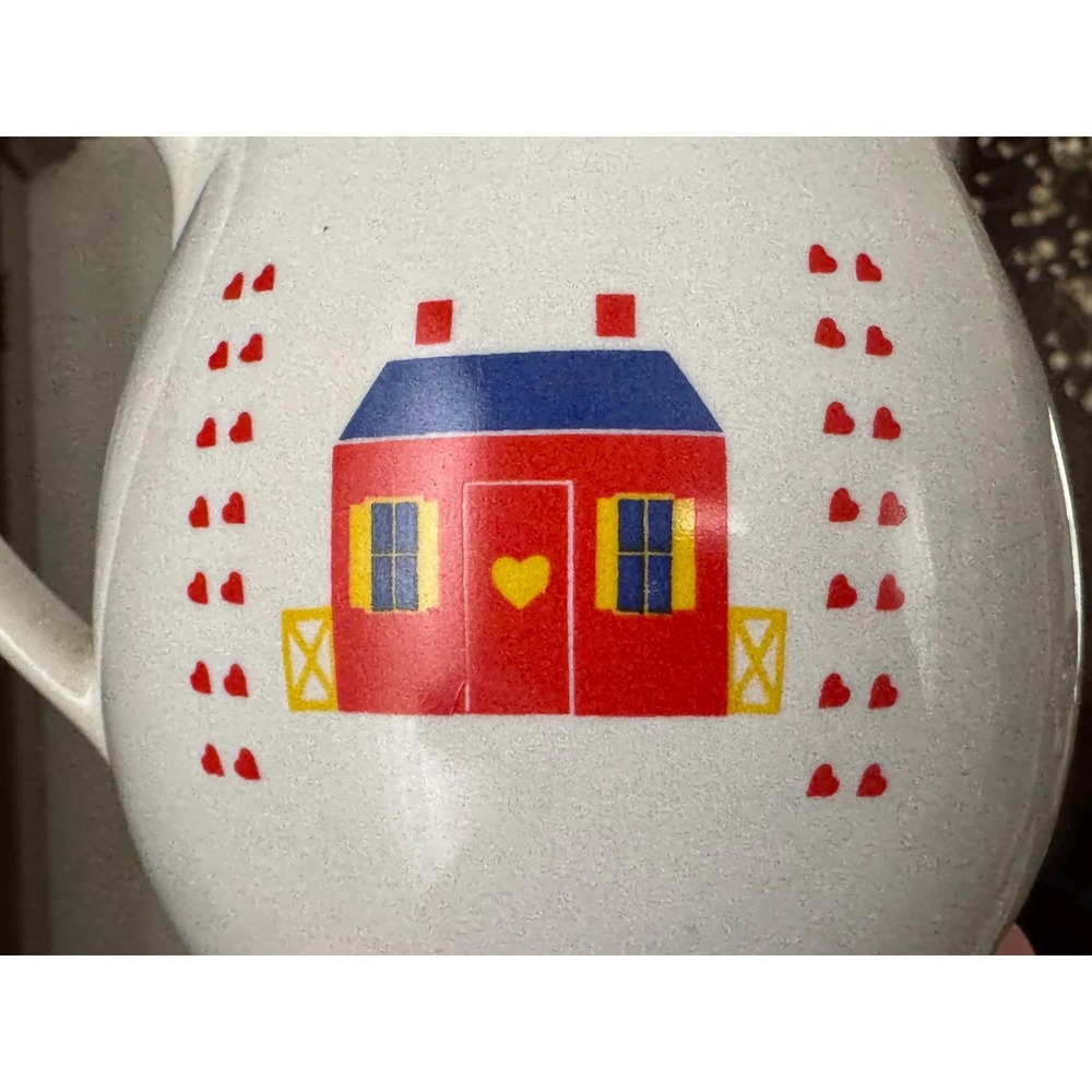 Vintage 1980s Country Farmhouse Style Pitcher with House and Hearts Motif - Picture 3 of 8